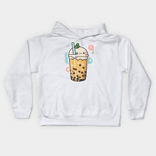 Cute Bubble Tea Cartoon Boba Drawing Kids Hoodie